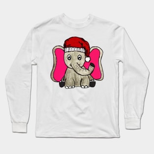 Cute Christmas Elephant adorable little animal for Holidays Long Sleeve T-Shirt